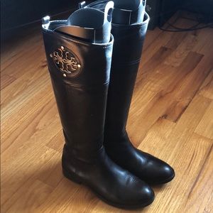 Tory Burch Kiernan Riding Boots, Black, Size 6.5